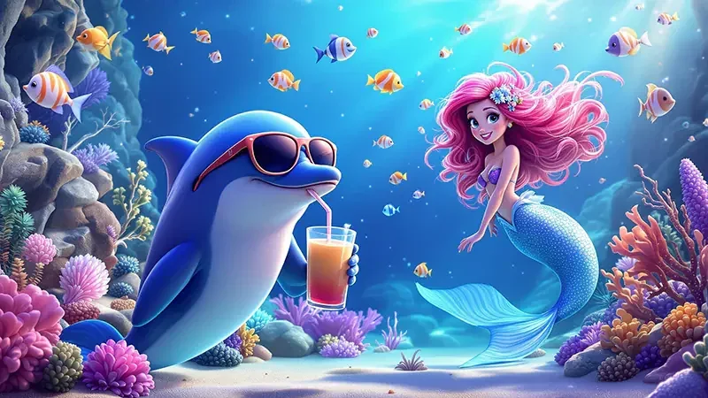 Ilustrasi permainan tembak ikan di lobi GRABWIN